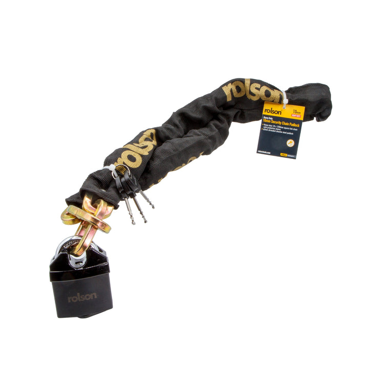 1200mm Heavy Duty Chain & 65mm Padlock by Rolson Tools