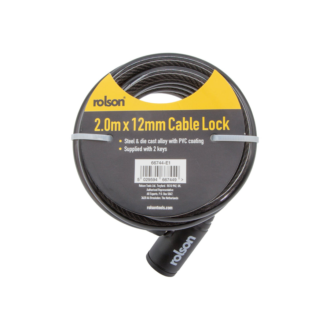 2m x 12mm Cable Lock by Rolson Tools