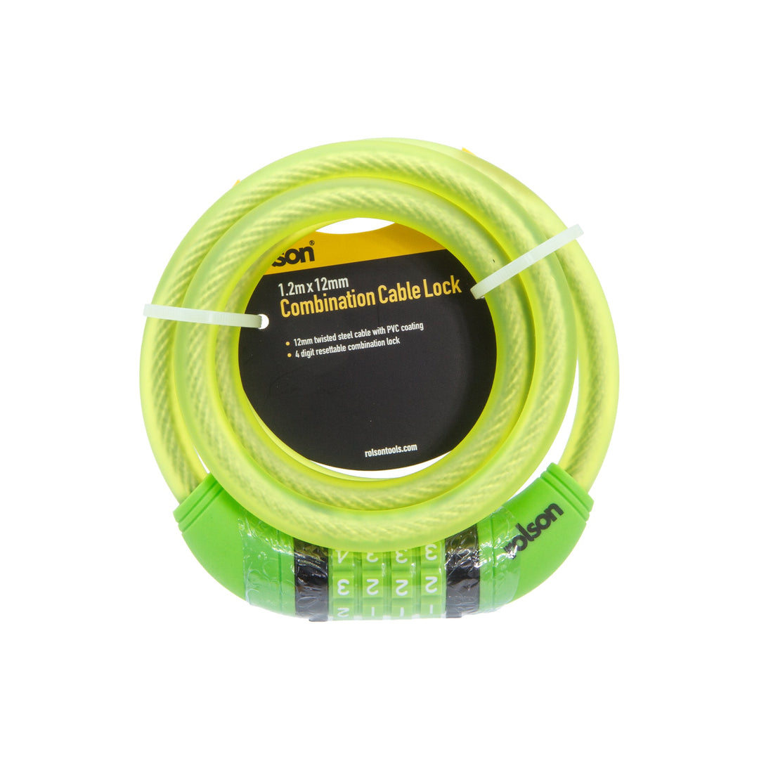 Combination Cable Lock 1200 x 12mm by Rolson Tools