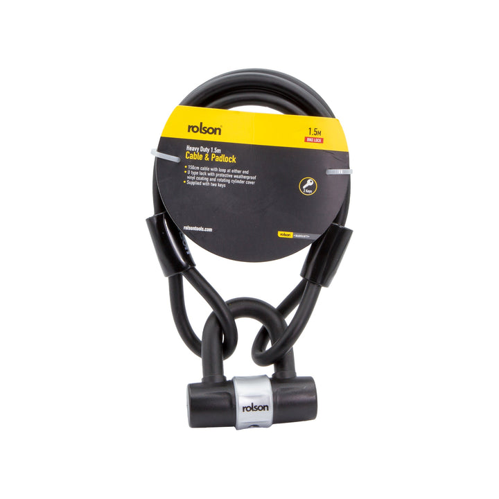 Heavy Duty 1500mm Cable & Padlock by Rolson Tools