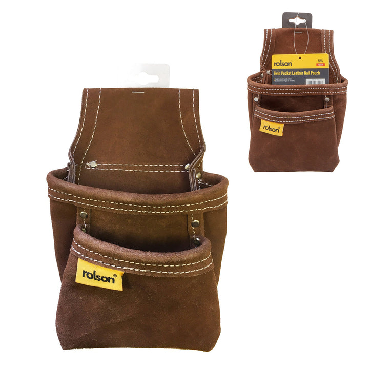 Twin Pocket Leather Nail Pouch by Rolson Tools