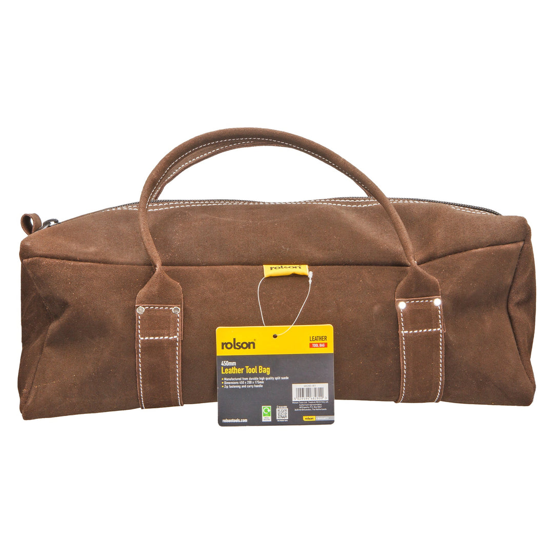 450mm Heavy Duty Leather Contractors Tool Bag by Rolson Tools