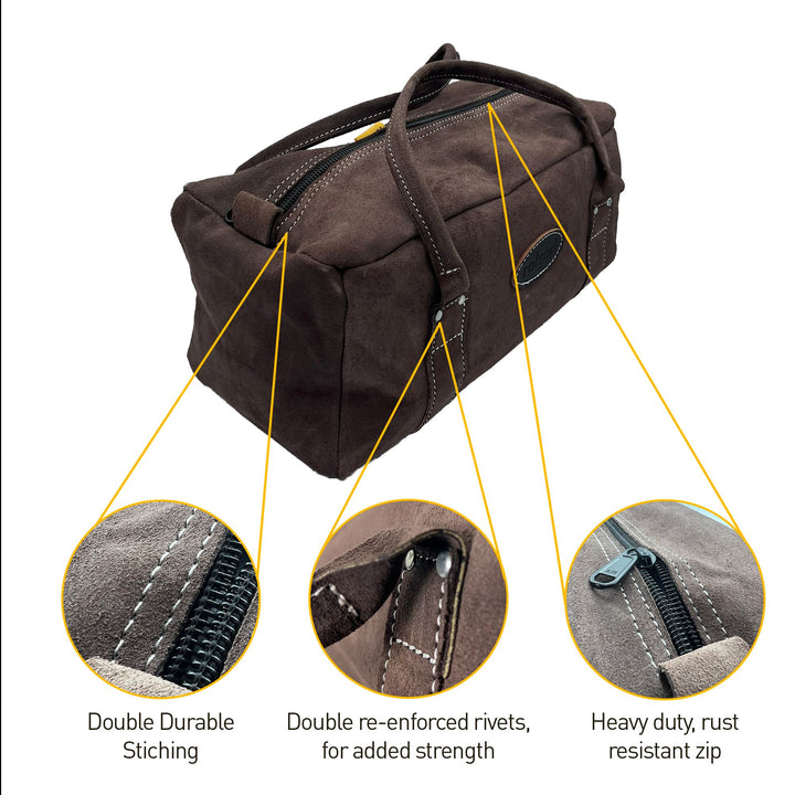 350mm Heavy Duty Leather Contractors Tool Bag by Rolson Tools