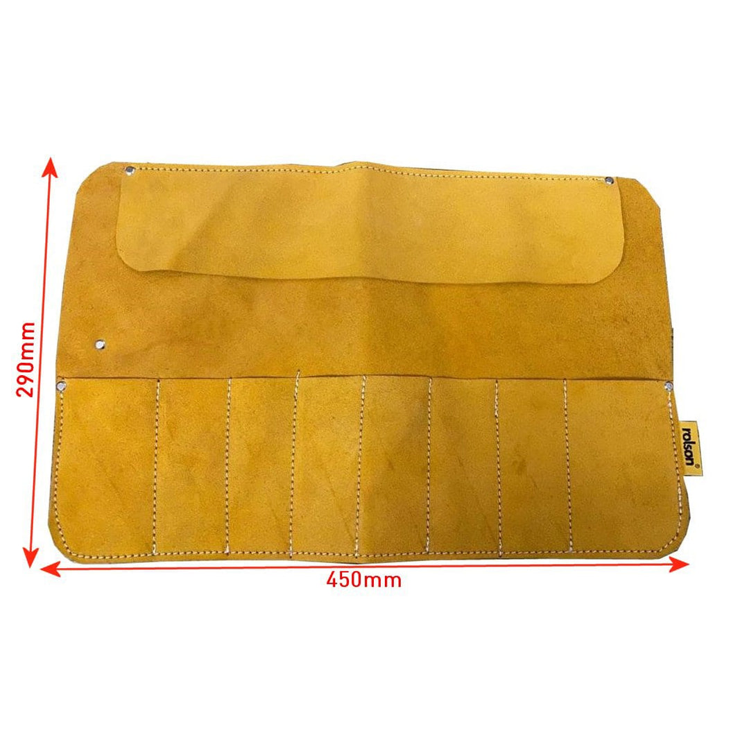 8 Pocket Leather Chisel Roll by Rolson Tools