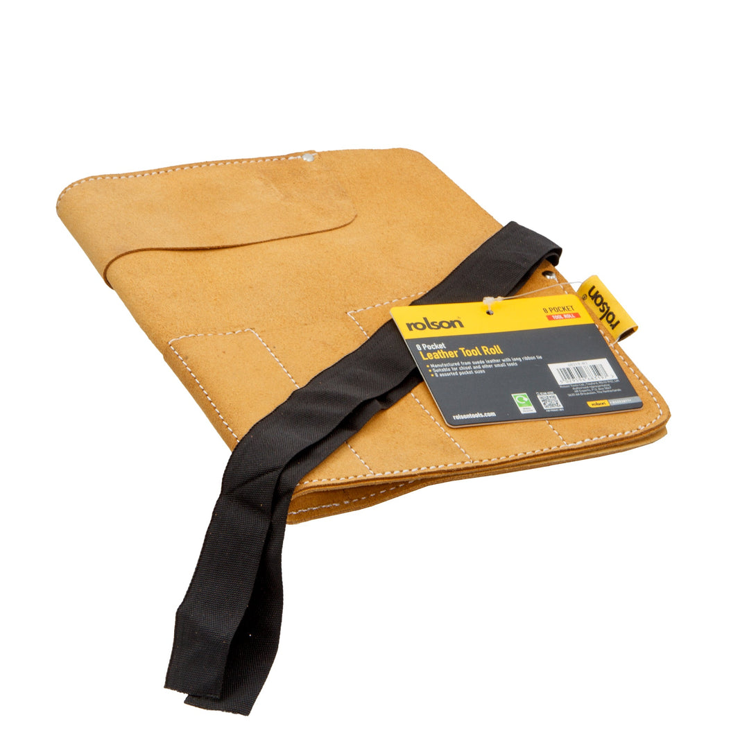 8 Pocket Leather Chisel Roll by Rolson Tools