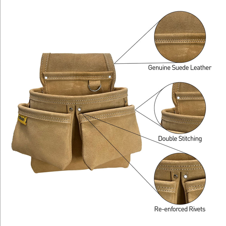Large Leather Organiser Pouch with Belt Loop by Rolson Tools
