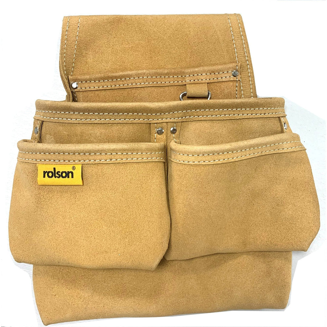 Large Leather Organiser Pouch with Belt Loop by Rolson Tools