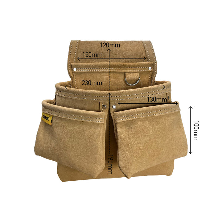 Large Leather Organiser Pouch with Belt Loop by Rolson Tools