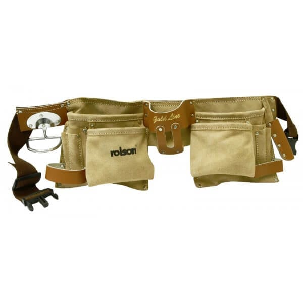 Professional Split Leather Double Tool Pouch by Rolson Tools