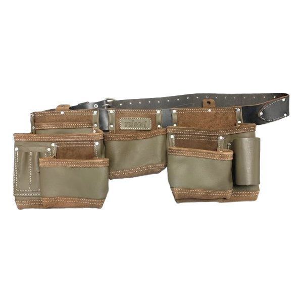 Top Grain Leather Harness Double Tool Belt by Rolson Tools