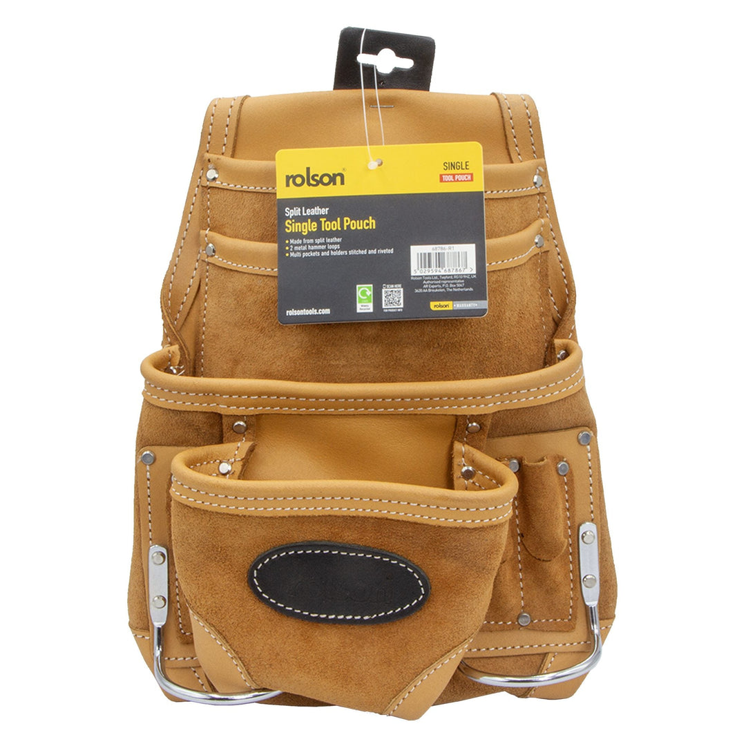 Split Leather Single Tool Pouch by Rolson Tools