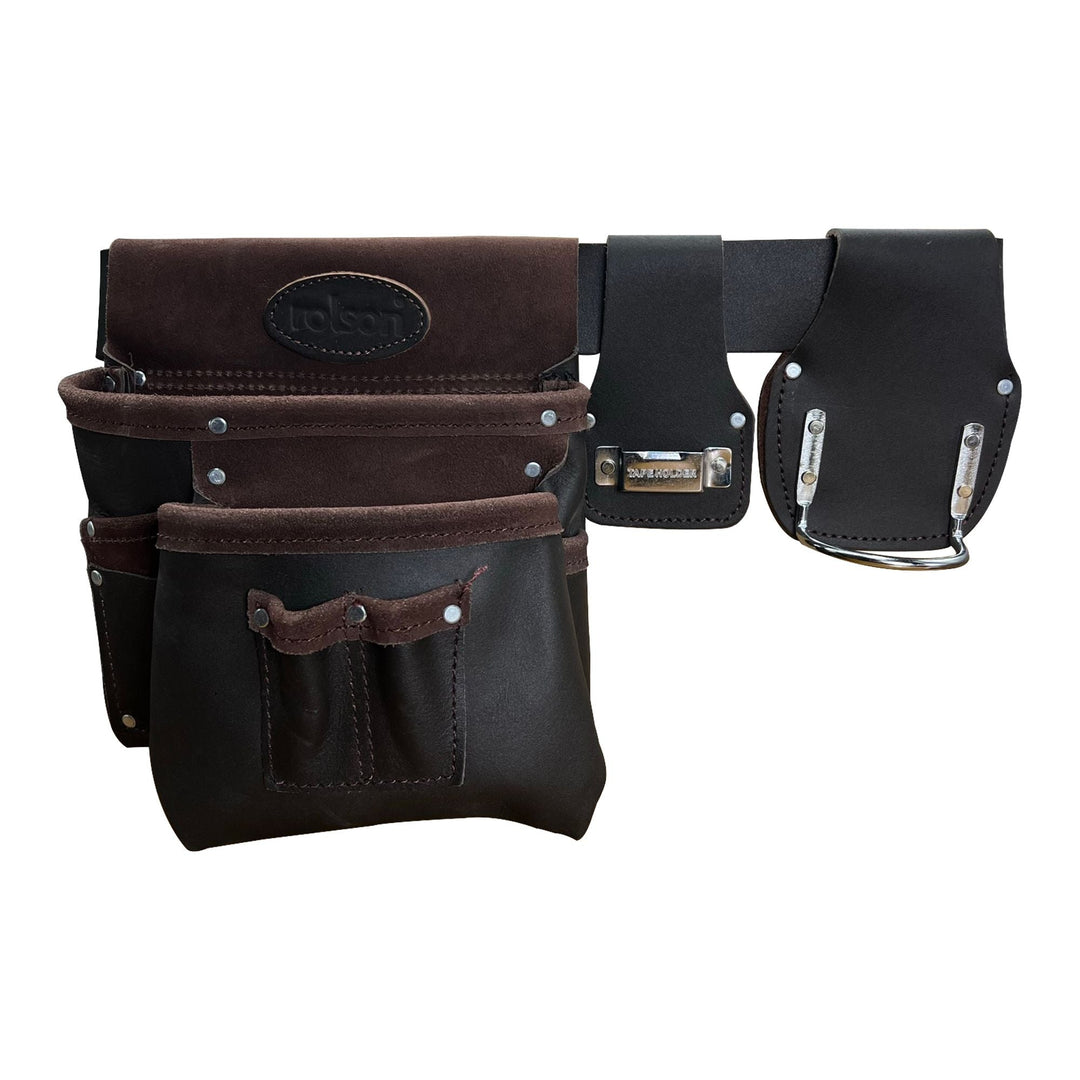 Single Leather Pouch with Belt Tape & Hammer Holder by Rolson Tools