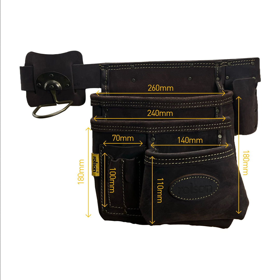 Single Top Grain Oily Leather Tool Pouch by Rolson Tools