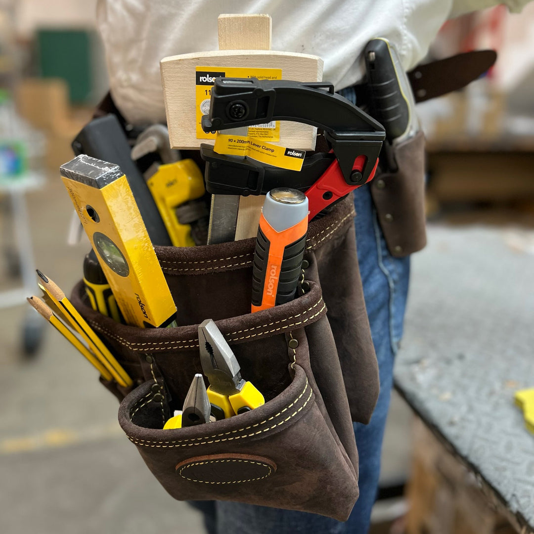Single Top Grain Oily Leather Tool Pouch by Rolson Tools