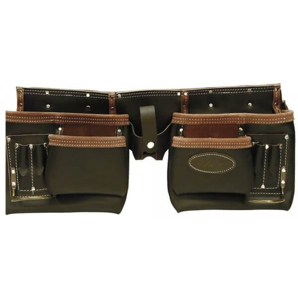 Heavy Duty Professional Top Grain Double Tool Belt by Rolson Tools