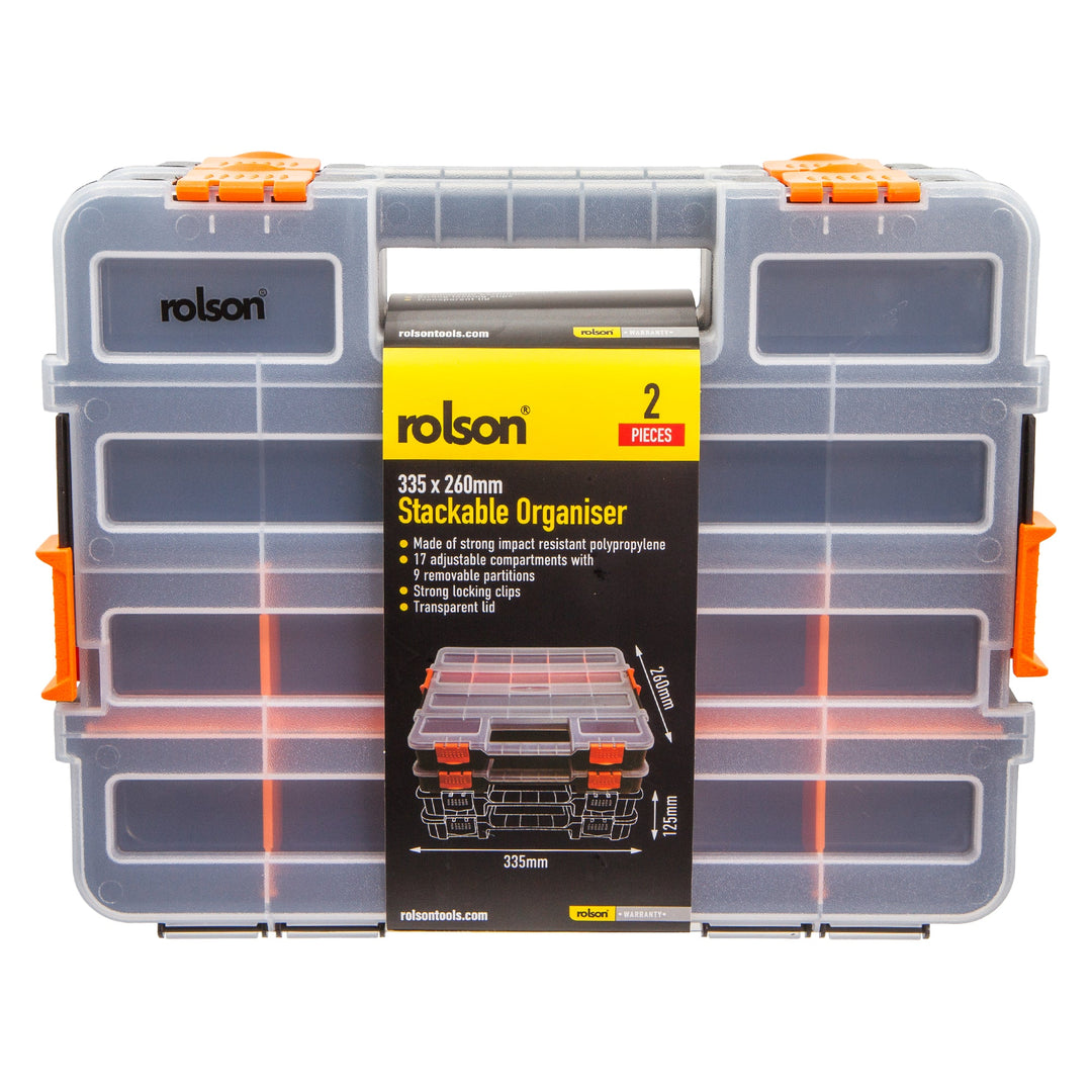 2 Piece 335 x 260mm Stackable Organiser by Rolson Tools