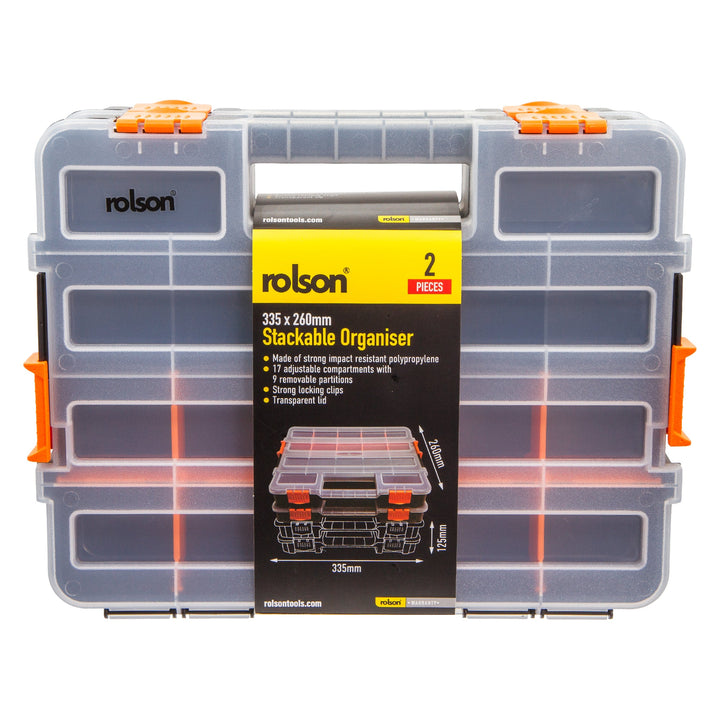 2 Piece 335 x 260mm Stackable Organiser by Rolson Tools