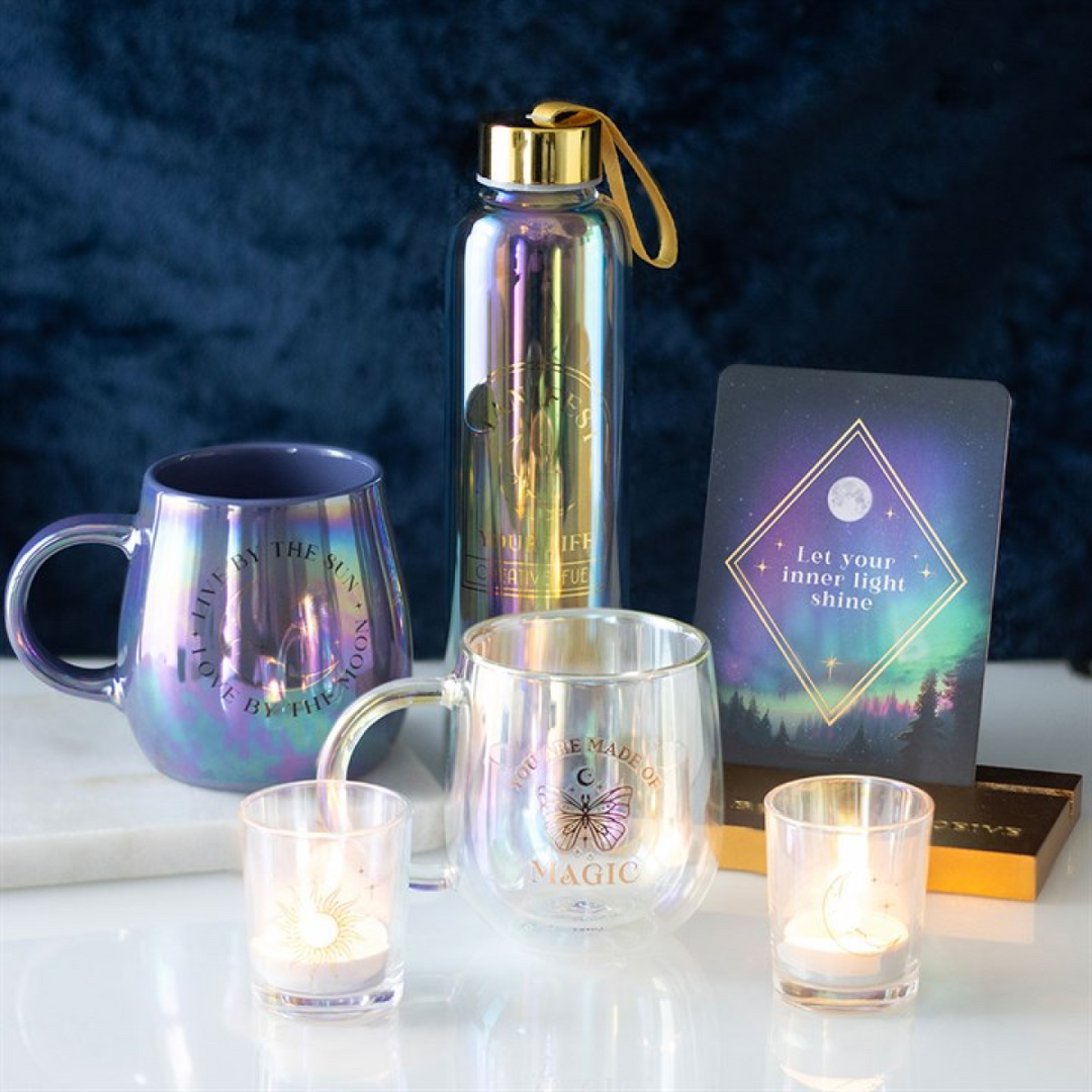 Manifest Your Life Iridescent Glass Water Bottle