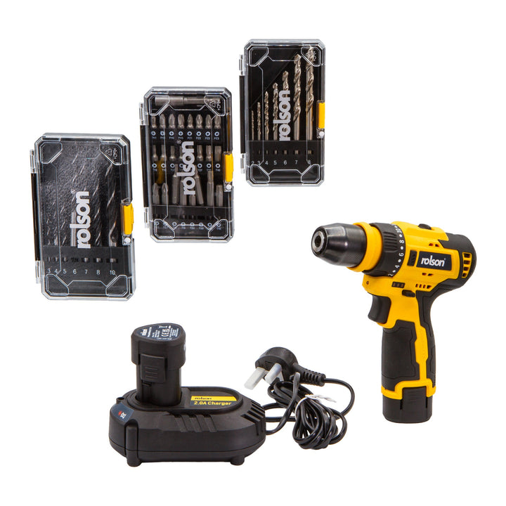 2-in-1 Cordless Drill & Impact Driver Set by Rolson Tools