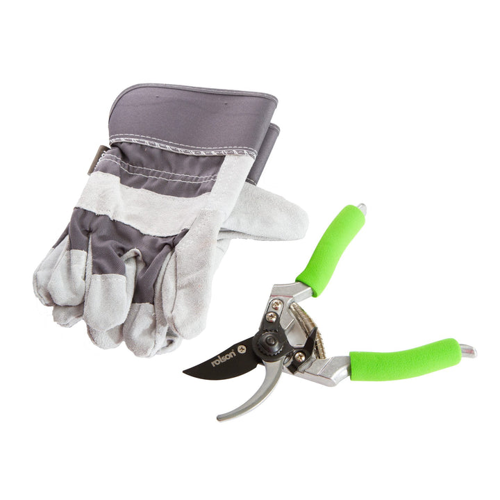 Heavy Duty Rigger Gloves & Secateur by Rolson Tools