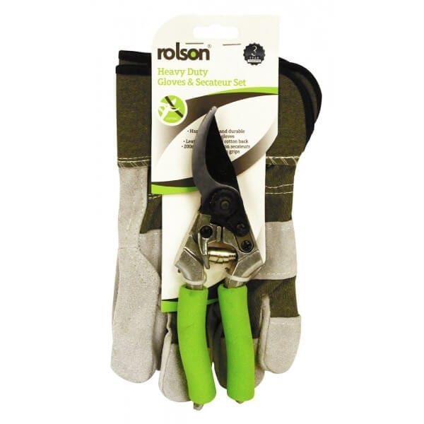 Heavy Duty Rigger Gloves & Secateur by Rolson Tools