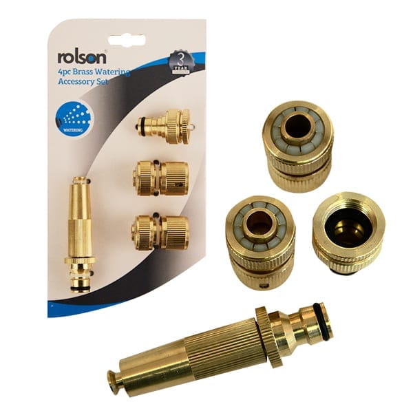 4 Piece Brass Watering Accessory Set by Rolson Tools