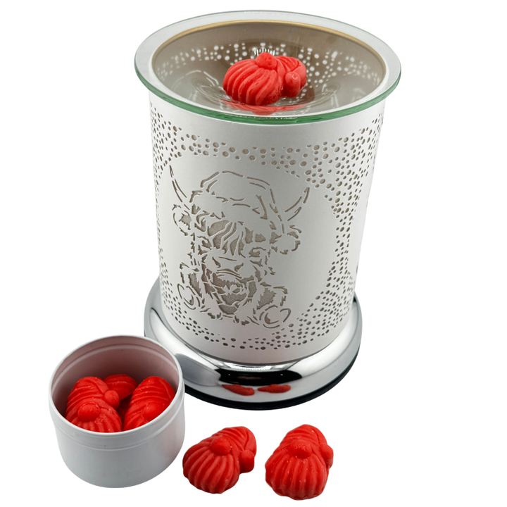 Highland Cow Christmas Wax Melt Burner with Festive Gonk Wax Melts – Touch Control Electric Burner