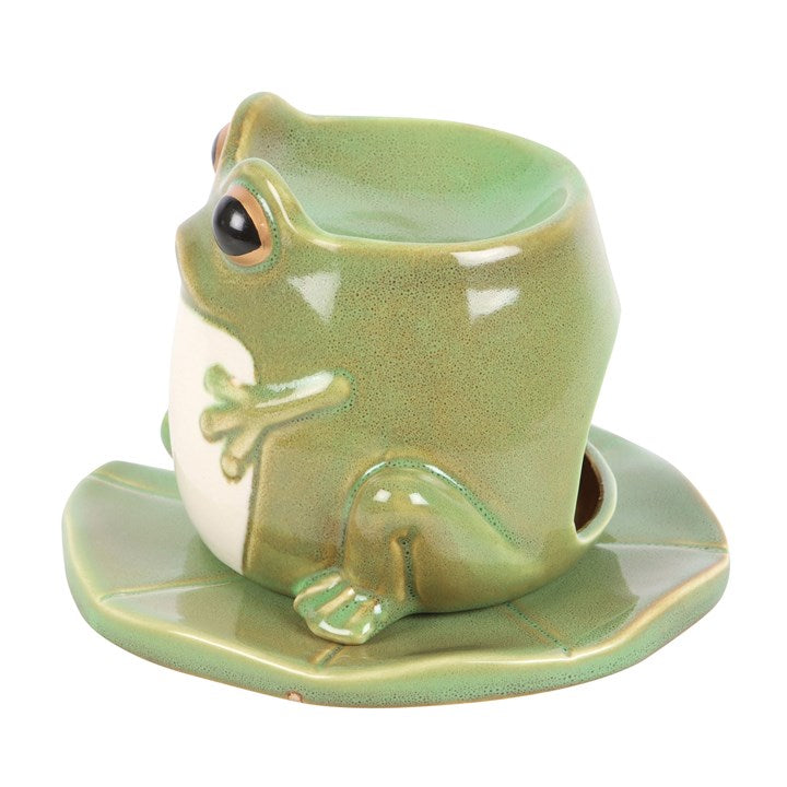 *Frog Shaped Ceramic Oil Burner and Lily Pad Plate (12/24)