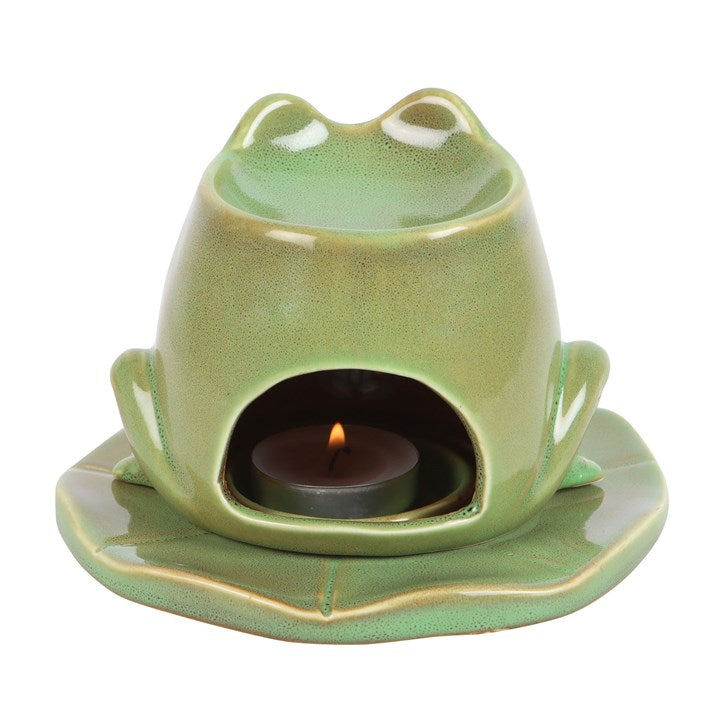 *Frog Shaped Ceramic Oil Burner and Lily Pad Plate (12/24)