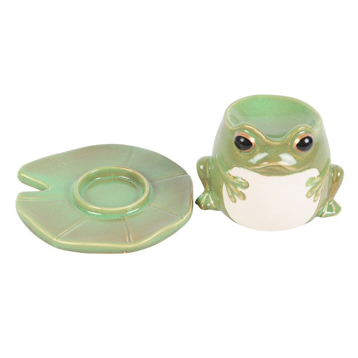 *Frog Shaped Ceramic Oil Burner and Lily Pad Plate (12/24)
