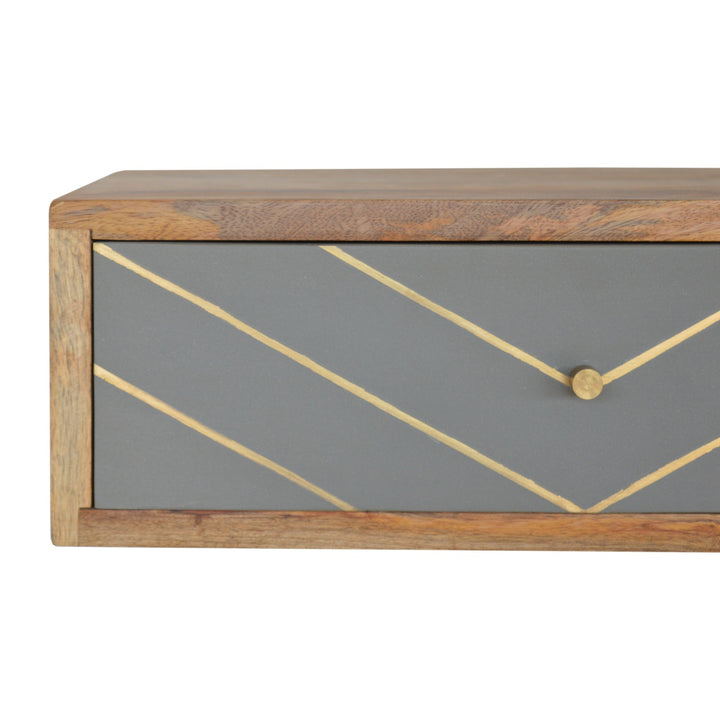 Floating Cement Brass Inlay Bedside