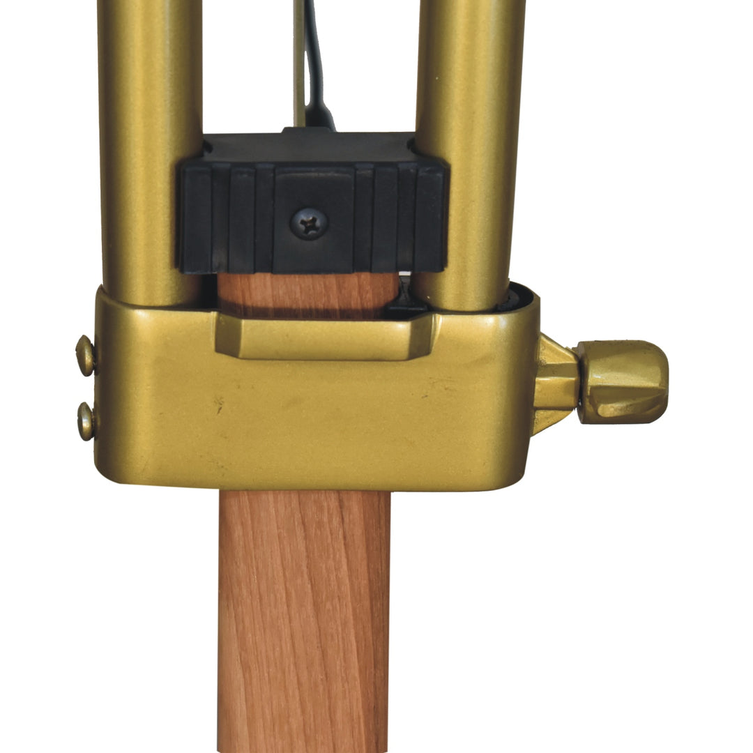 Brass Plated and Wooden Floor Lamp