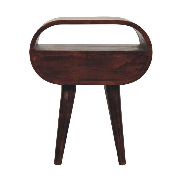 Light Walnut Circular Bedside with Open Slot