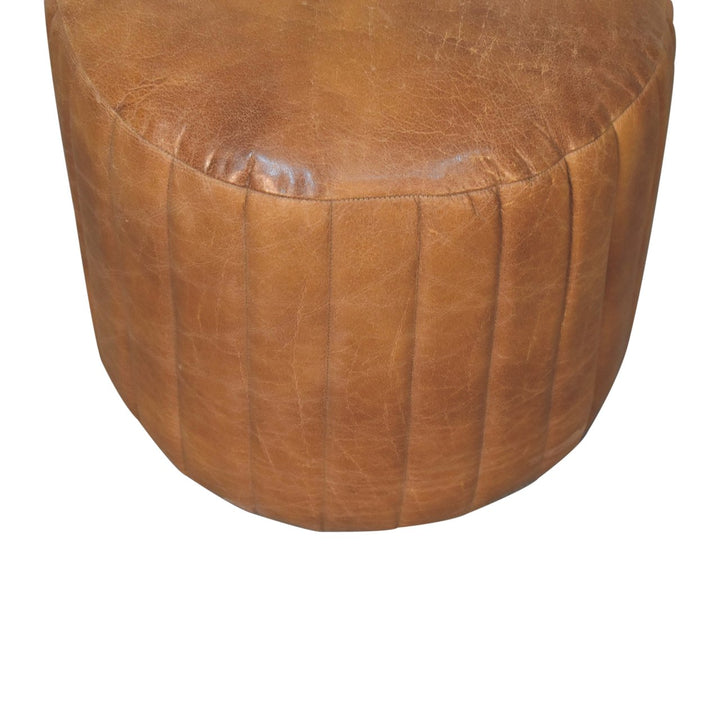 Buffalo Leather Boucle Footstool