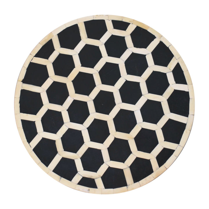 Bone Inlay Tripod Stool With Honey Caramel Finish