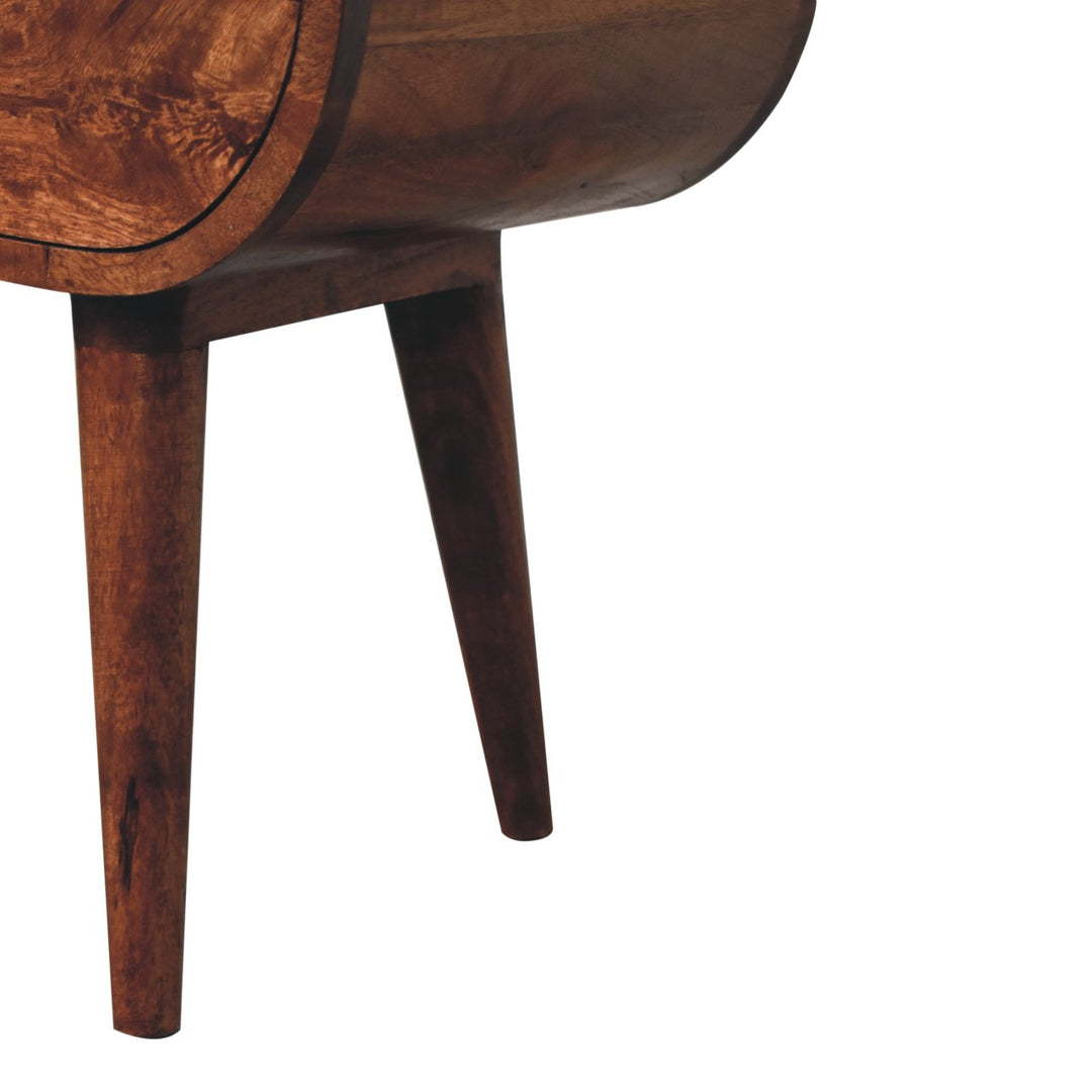 Honey Caramel Circular Bedside with Open Slot