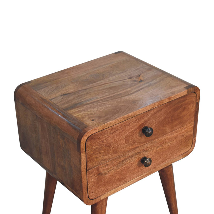 Curved Honey Caramel Bedside