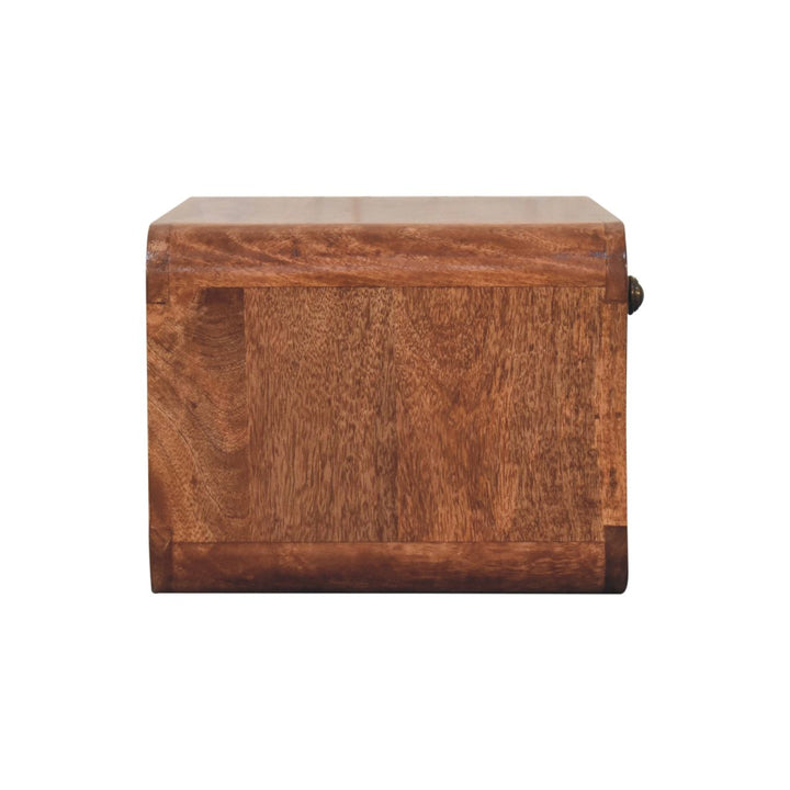 Curved Honey Caramel Wall Mounted Bedside with Open Slot