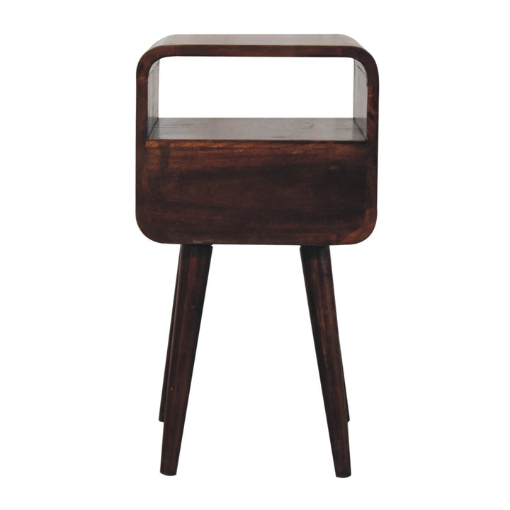 Mini California Walnut Curved Bedside with Open Slot