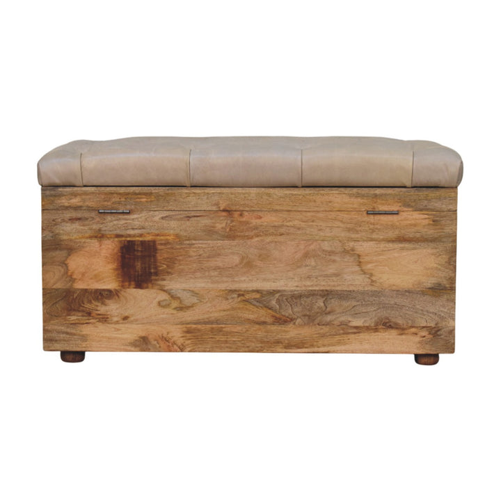 Beige Buffalo hide leather Storage Trunk