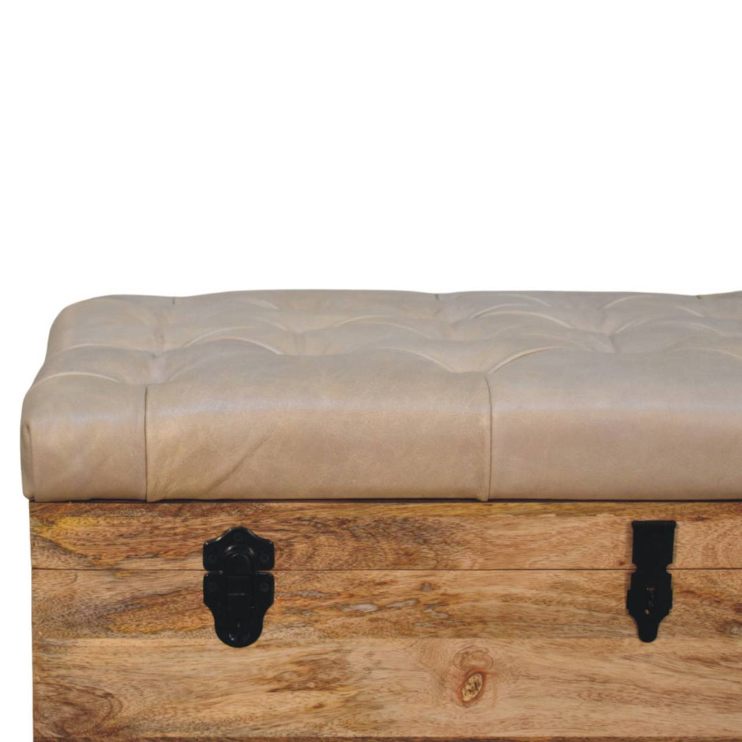 Beige Buffalo hide leather Storage Trunk