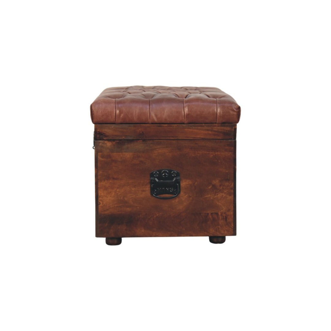 Brown Buffalo hide leather Storage Trunk