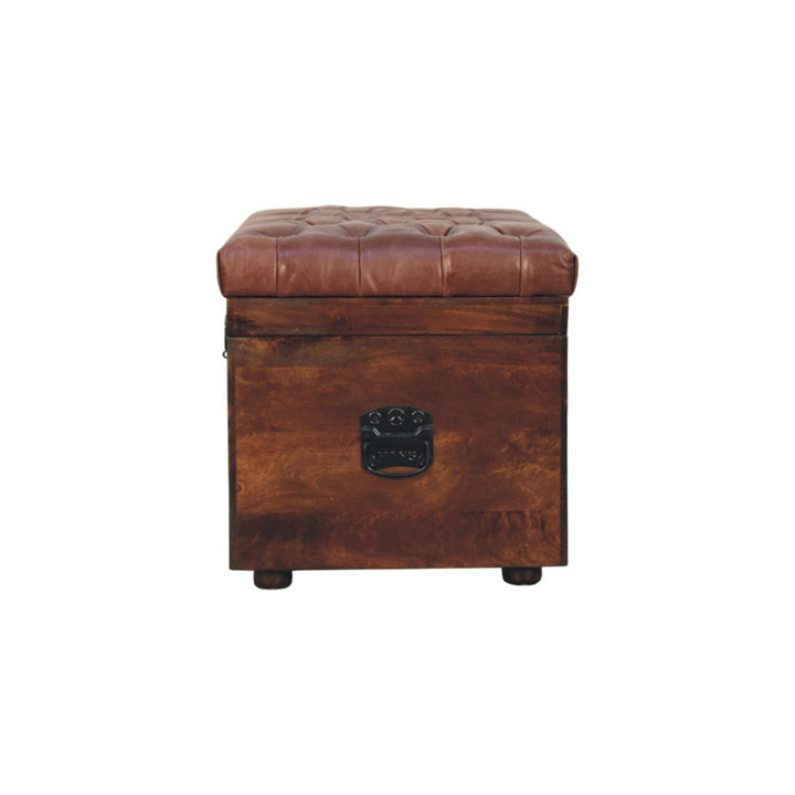 Brown Buffalo hide leather Storage Trunk