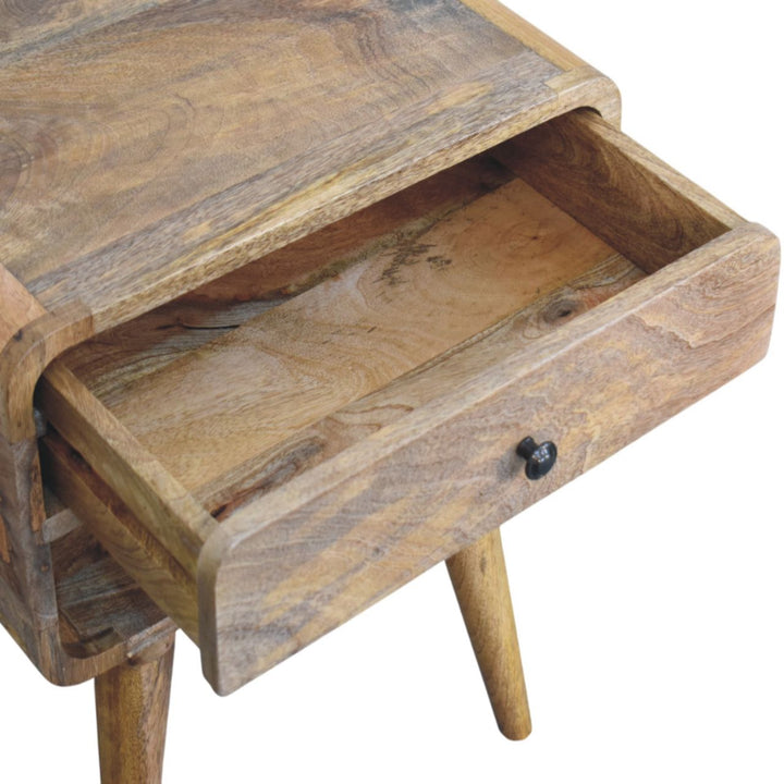 Avora Oak-ish Nightstand with Drawer and open slot