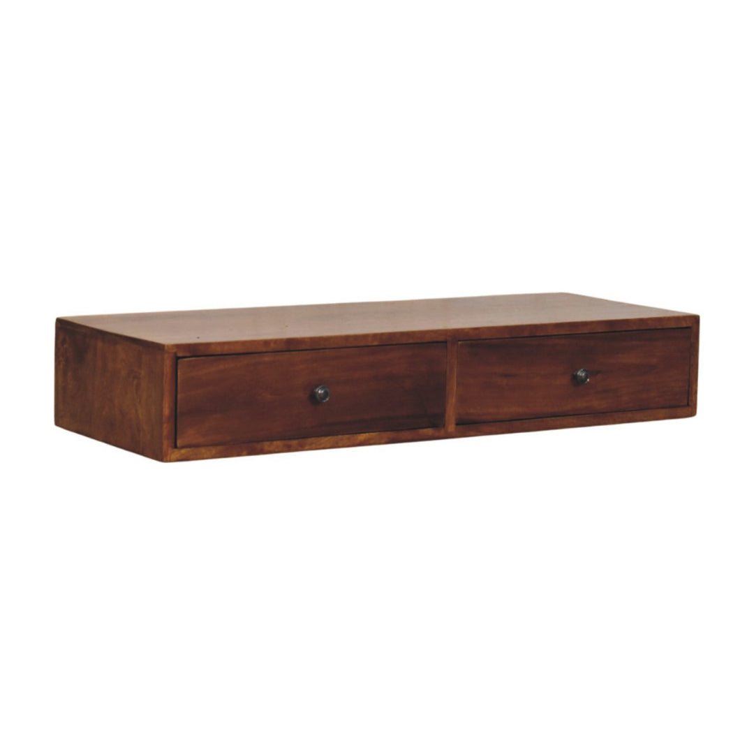 Lunar 2 Drawer Chestnut Wall Mounted Console