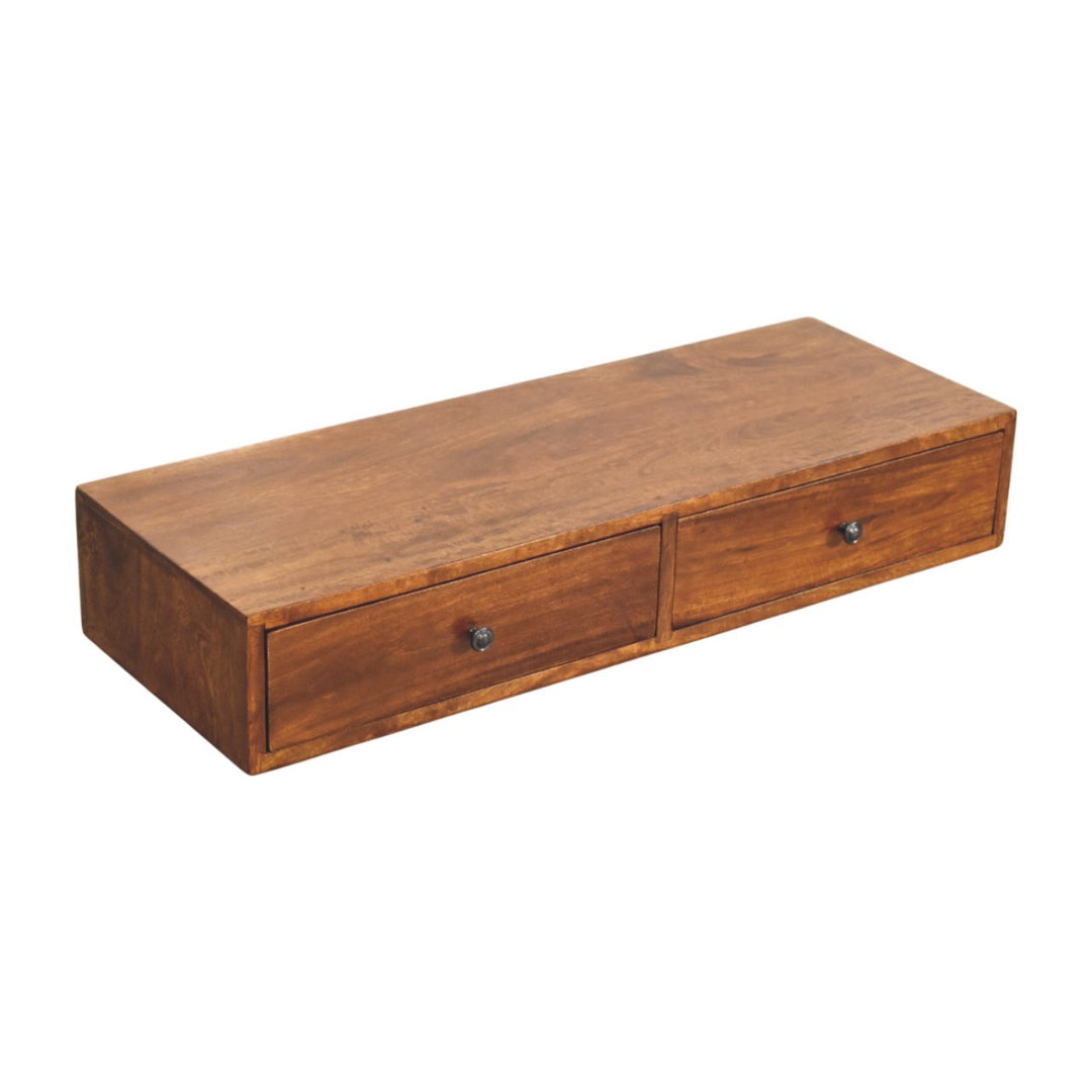 Lunar 2 Drawer Chestnut Wall Mounted Console