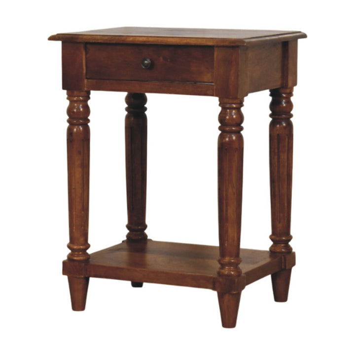 Turned legs Chestnut 1 Drawer Side Table