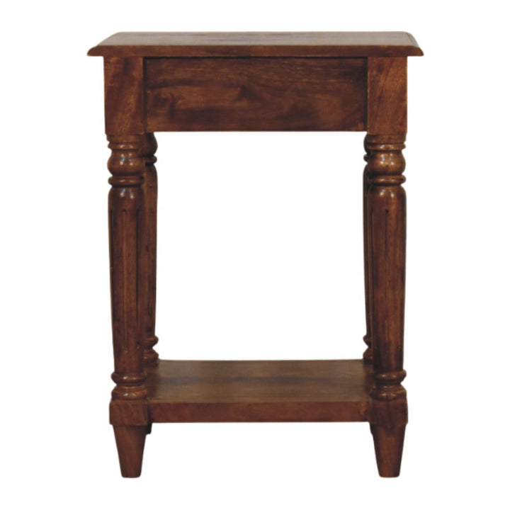 Turned legs Chestnut 1 Drawer Side Table