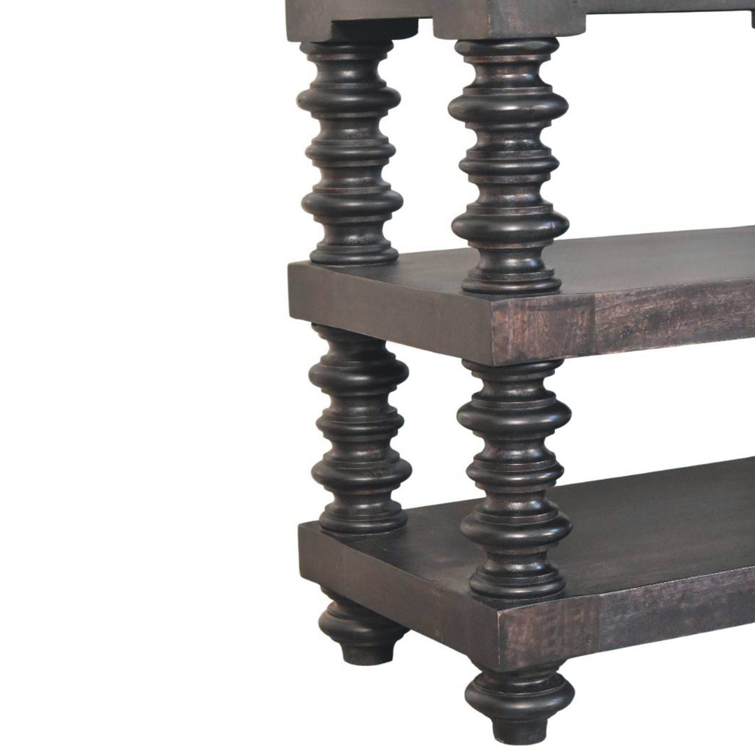 Spindle Shelf Console in Carbon Ash