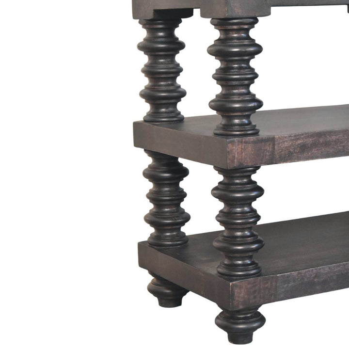 Spindle Shelf Console in Carbon Ash